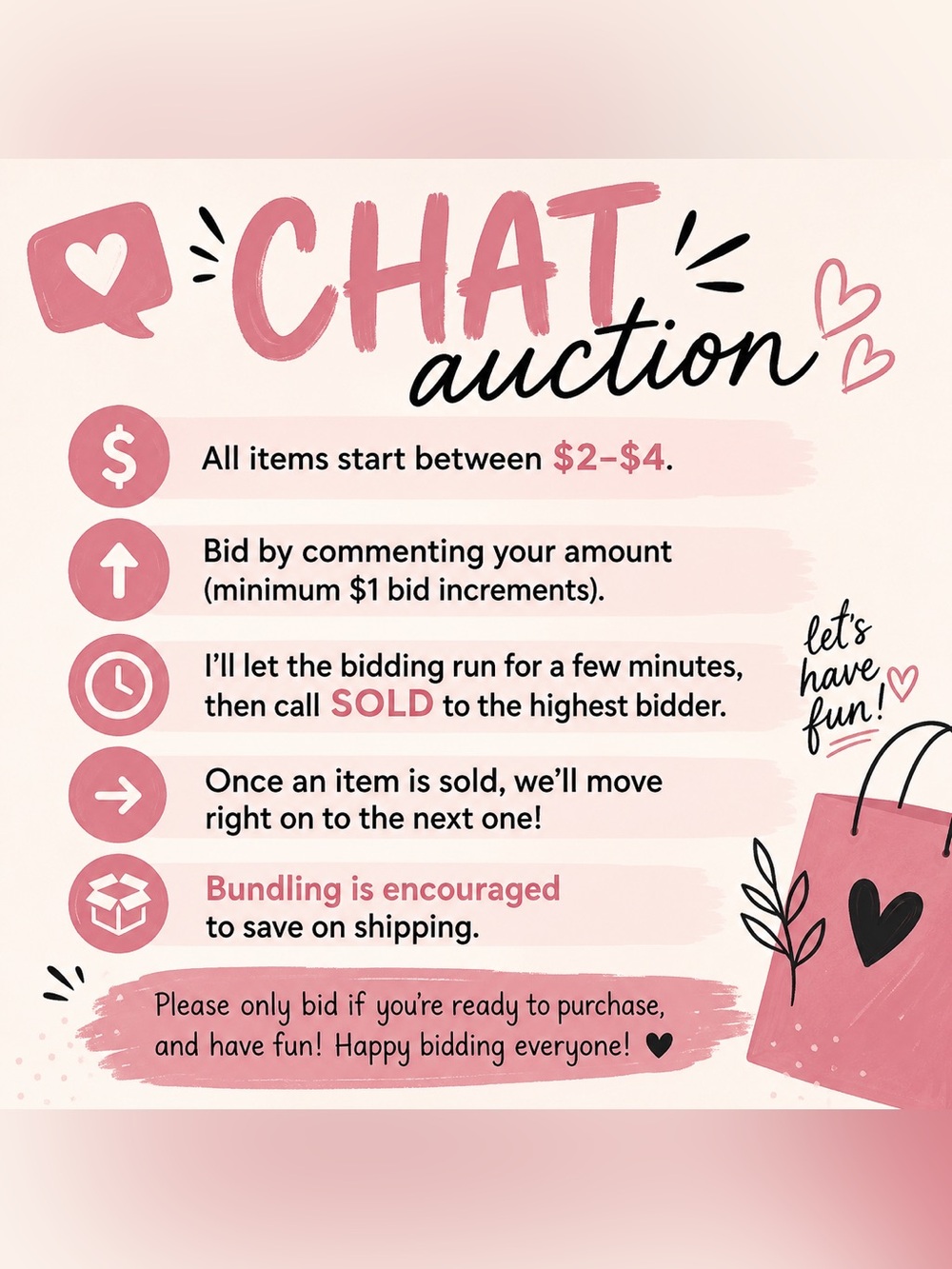 Pink Chat Auction Rules Wall Art Print